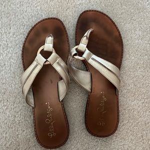 Lilly Pulitzer gold sandals